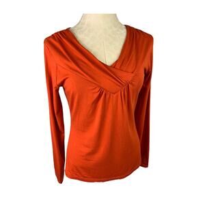 Large Ninety Women's Rust Orange New Pullover Jersey Knit Top Soft